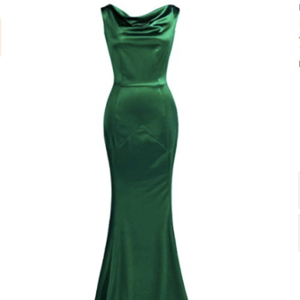 Green satin mermaid formal dress